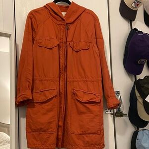 LOFT Vibrant Orange Hooded Utility Jacket